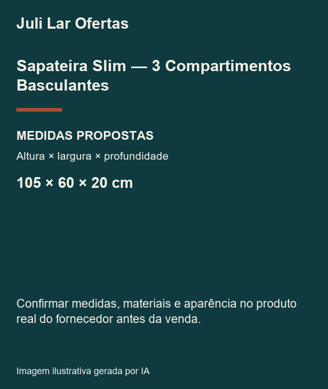 Cartão de medidas propostas — confirmar com fornecedor